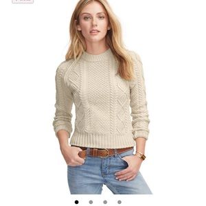 LL Bean signature fisherman sweater in cream